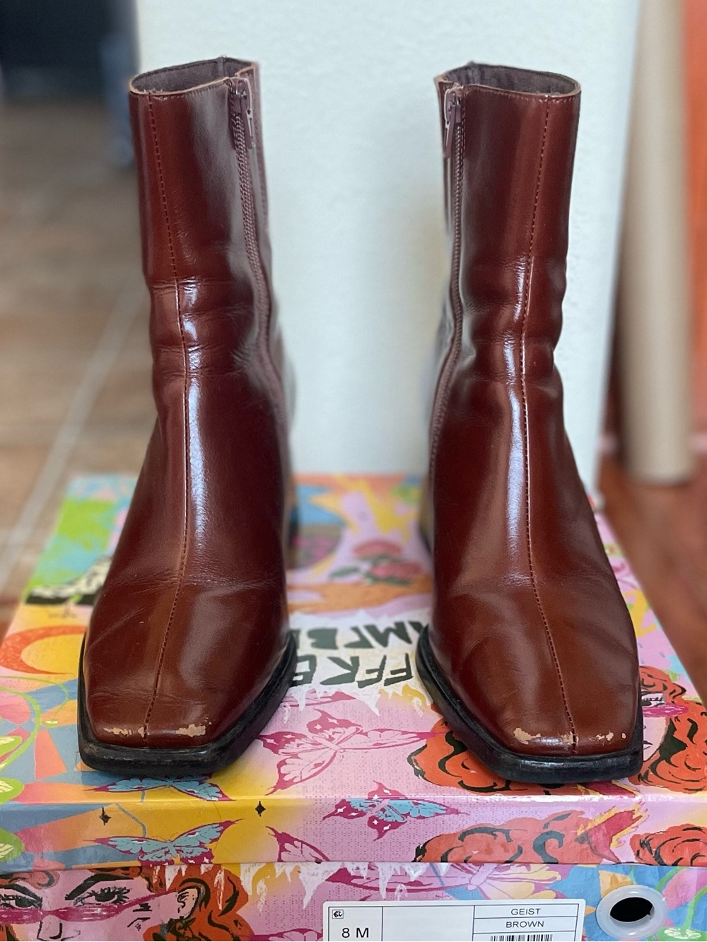 Jeffrey Campbell Burgandy/Brown Geist Mid Calf Boots - Picture 2 of 8